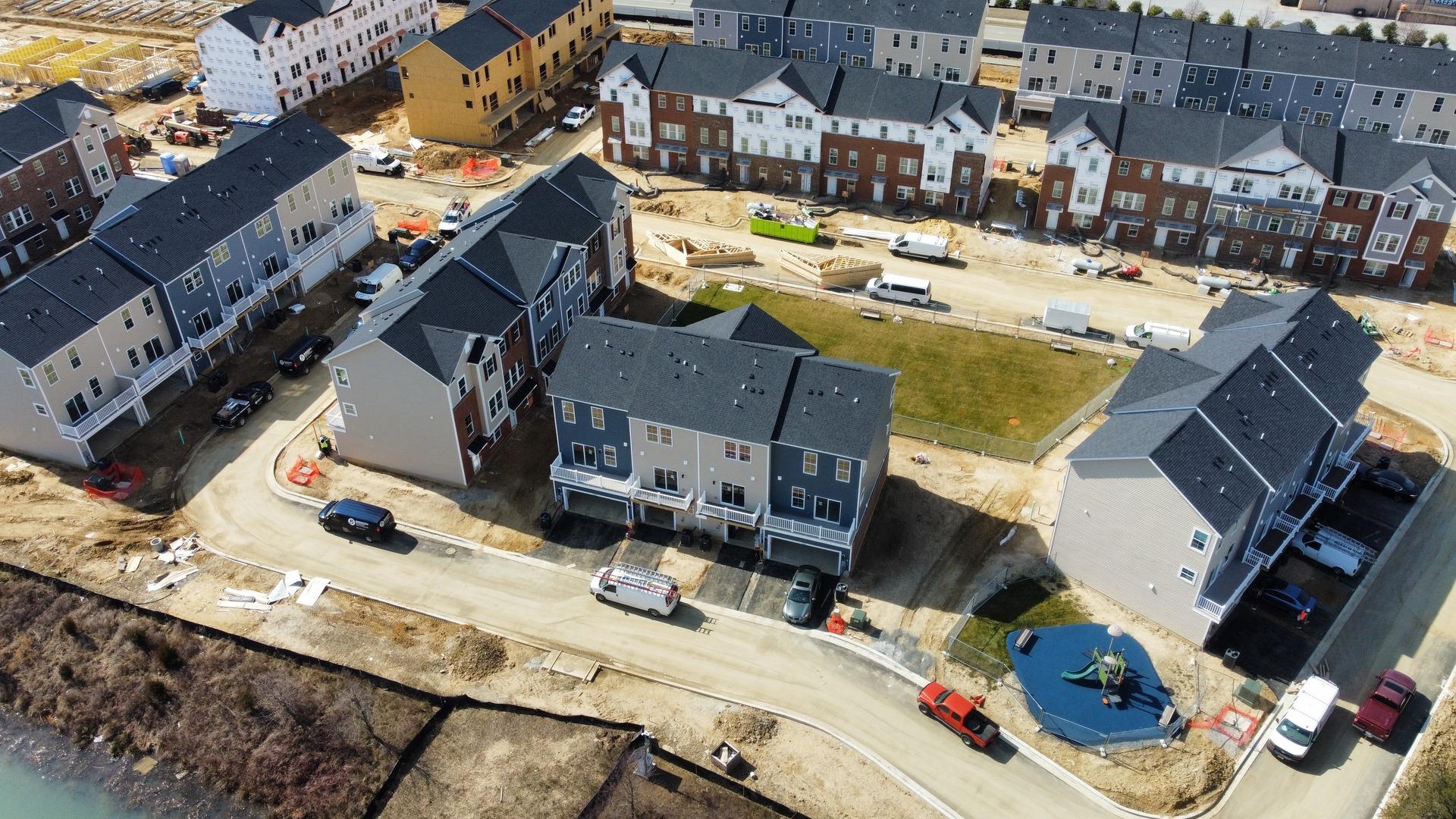 Progress at Retreat at Brandywine Crossing as seen from a drone