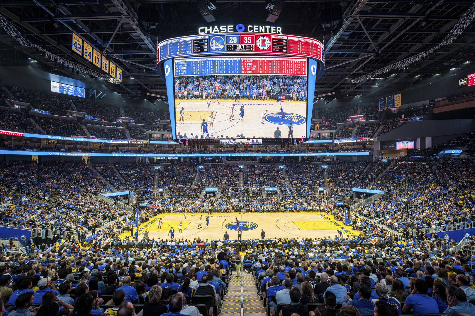 Chase Center basketball court during a game
