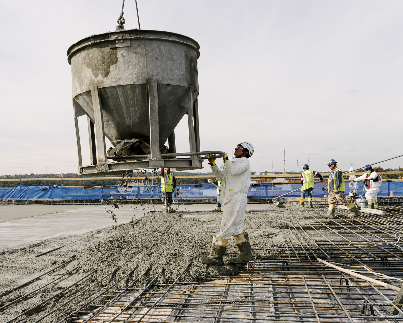 A Clark Concrete craft worker works at MedStar Georgetown Medical/Surgical Pavilion
