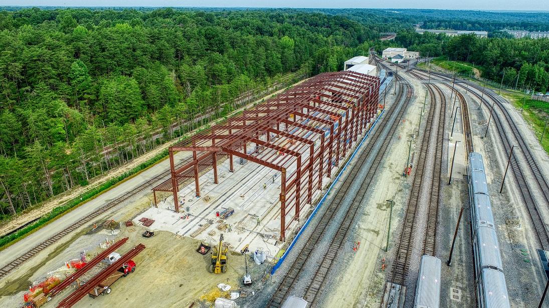 The VRE Fredericksburg Station Rehabilitation project expands freight train maintenance infrastructure at a 33,500-square-foot facility.