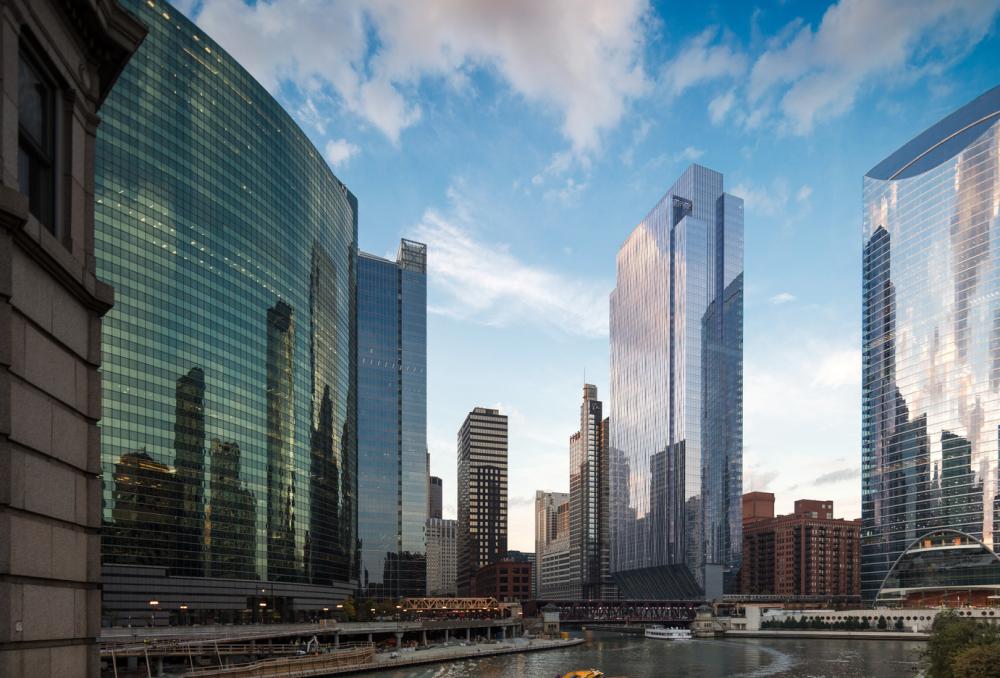 Chicago skyline skyscrapers Chicago River