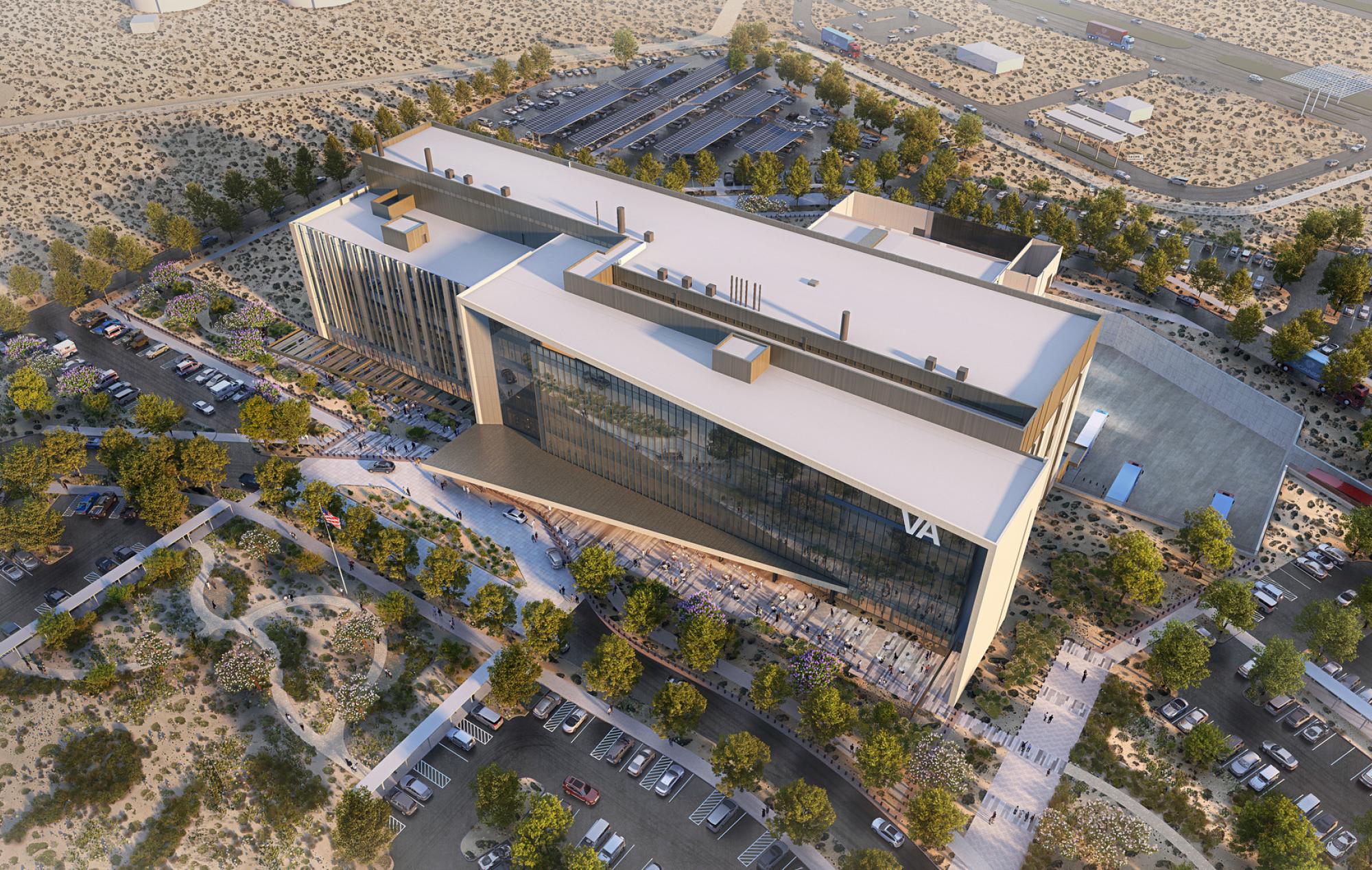 Aeriel rendering of the VA El Paso Health Care Facility in El Paso, Texas