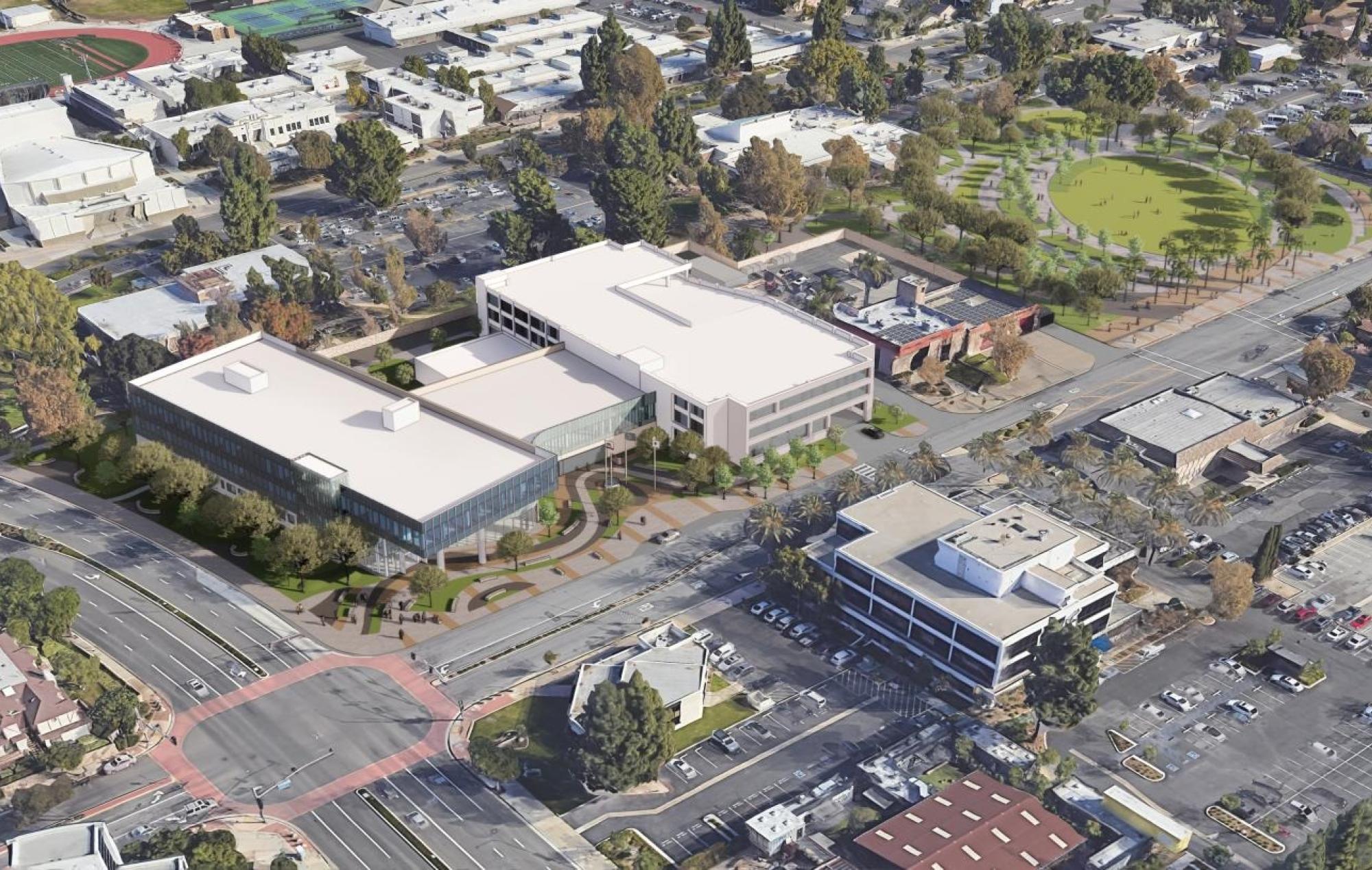 aerial rendering of the Garden Grove Civic Center Revitalization