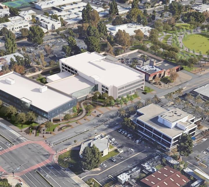 aerial rendering of the Garden Grove Civic Center Revitalization