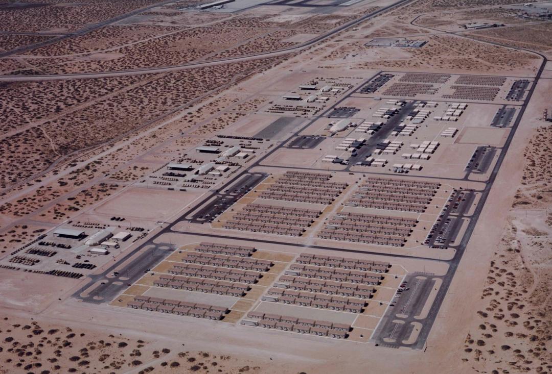 Fort Bliss Temporary Unit of Action Facility seen from above, Texas